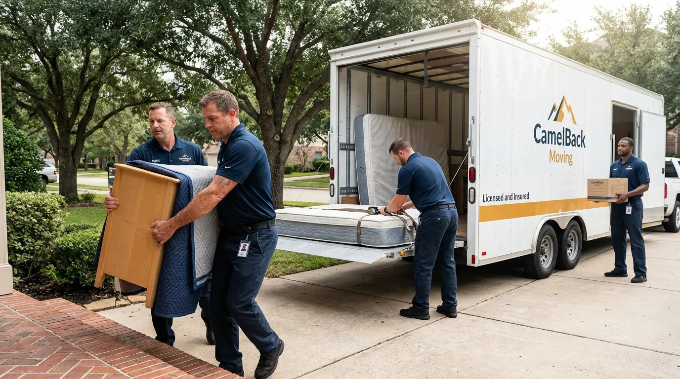 Crew loading residential truck for cross-state move from Bolton, MA